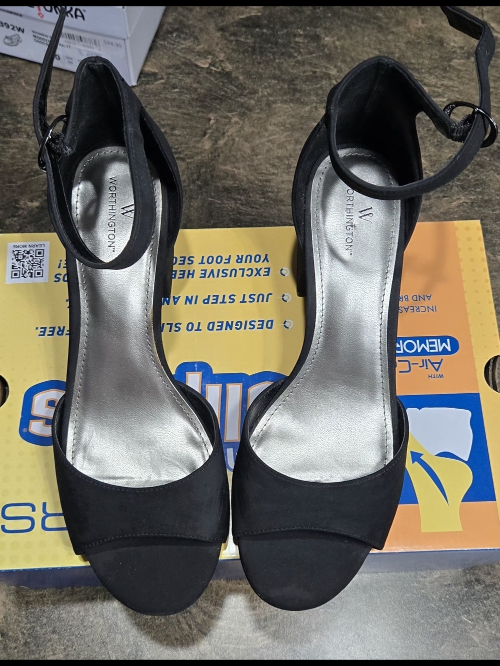 Worthington Black Ankle-Strap Open-Toe Heels #1297